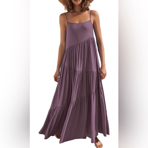 Dresses & Skirts - NWT Spaghetti Strap Asymmetric Tiered Maxi Dress Size Large